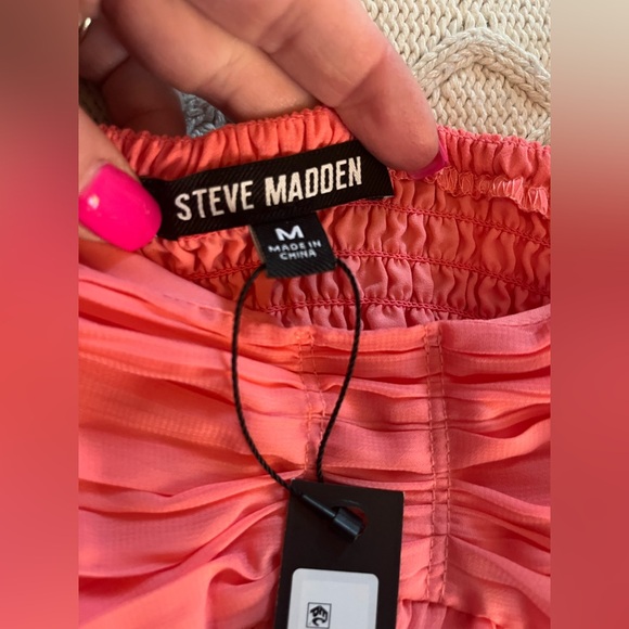 New! Steve Madden Solange Ruched Peplum Camisole Peach Romance True to Size - Picture 8 of 15